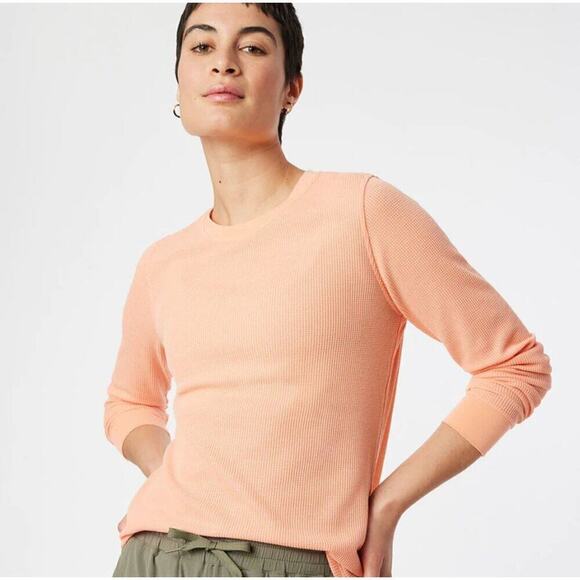 NWT Outdoor Voices The Fast track Waffle Long Sleeve Shirt in Melon Size S - Picture 1 of 5